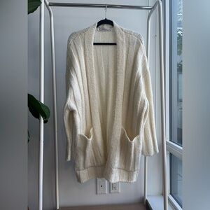 ZARA Chunky Open Cardigan with Oversized Pockets Cream S